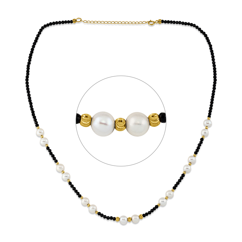 Collier mit Spinel mit Süßwasserperle aus 750/-18 Karat Gelbgold  