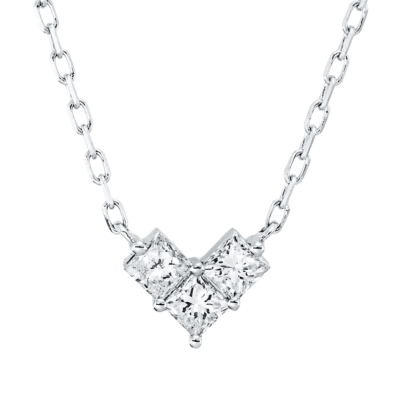 Collier    aus 750/-18 Karat Weißgold mit 3 Diamanten 0