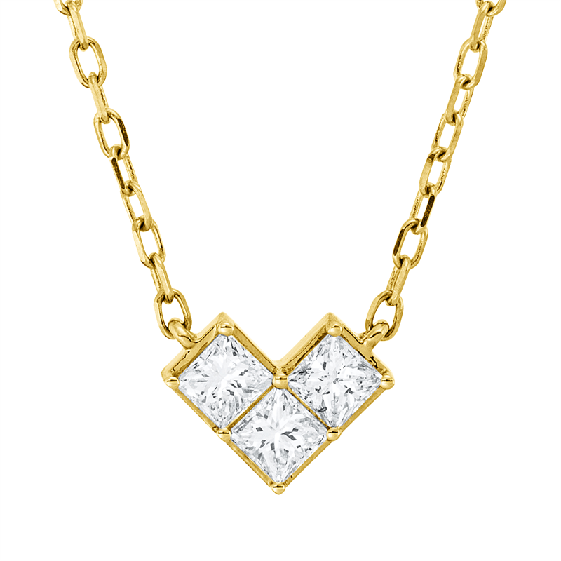 Collier    aus 750/-18 Karat Gelbgold mit 3 Diamanten 0