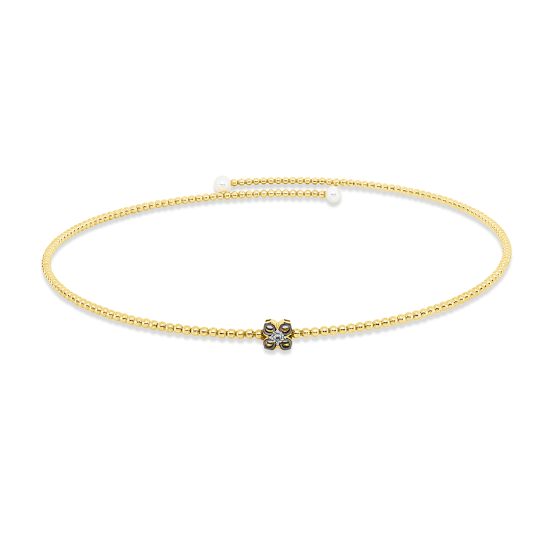 Collier mit Perlmutt mit Zuchtperle aus 750/-18 Karat Gelbgold mit 1 Diamant 0