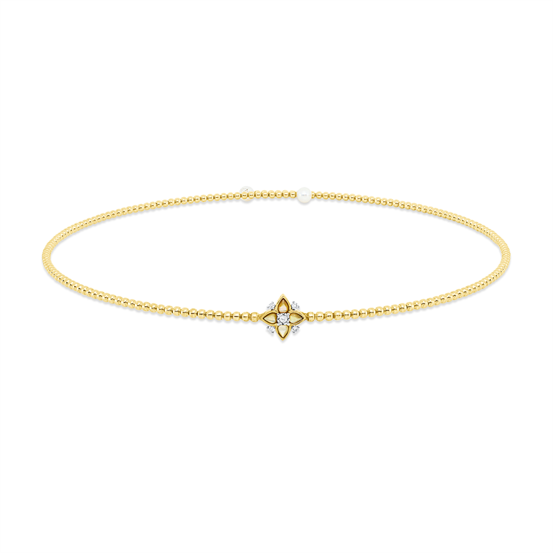 Collier mit Perlmutt mit Zuchtperle aus 750/-18 Karat Gelbgold mit 5 Diamanten 0