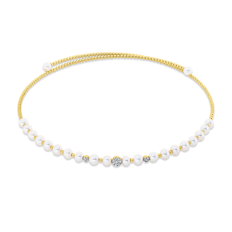 Collier   mit Zuchtperle aus 750/-18 Karat Gelbgold mit 16 Diamanten 0