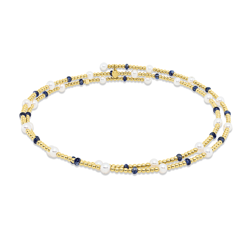 Collier mit Saphir mit Zuchtperle aus 750/-18 Karat Gelbgold  