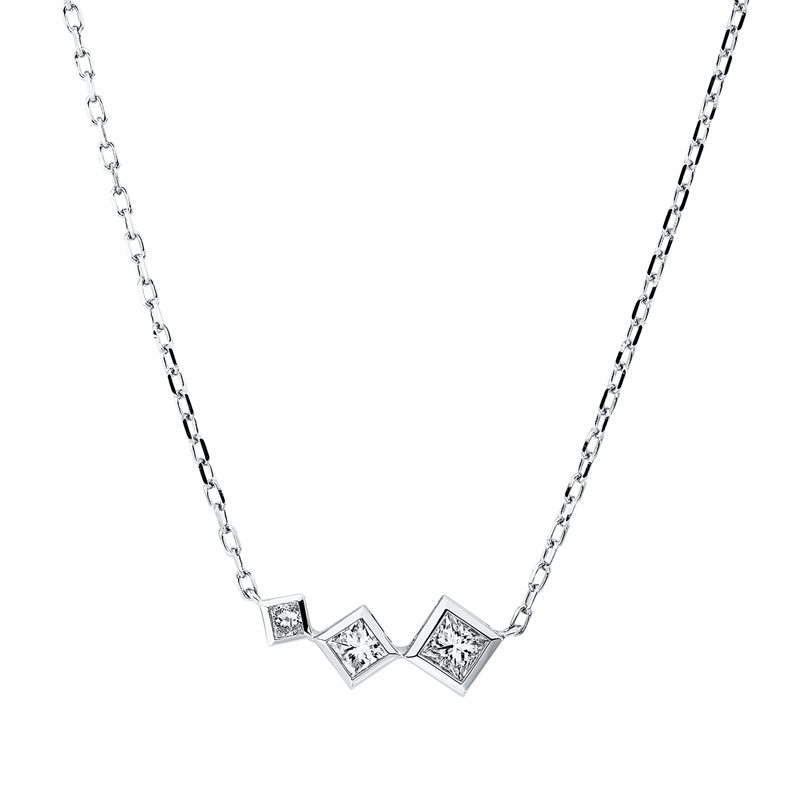 Collier    aus 750/-18 Karat Weißgold mit 3 Diamanten 0