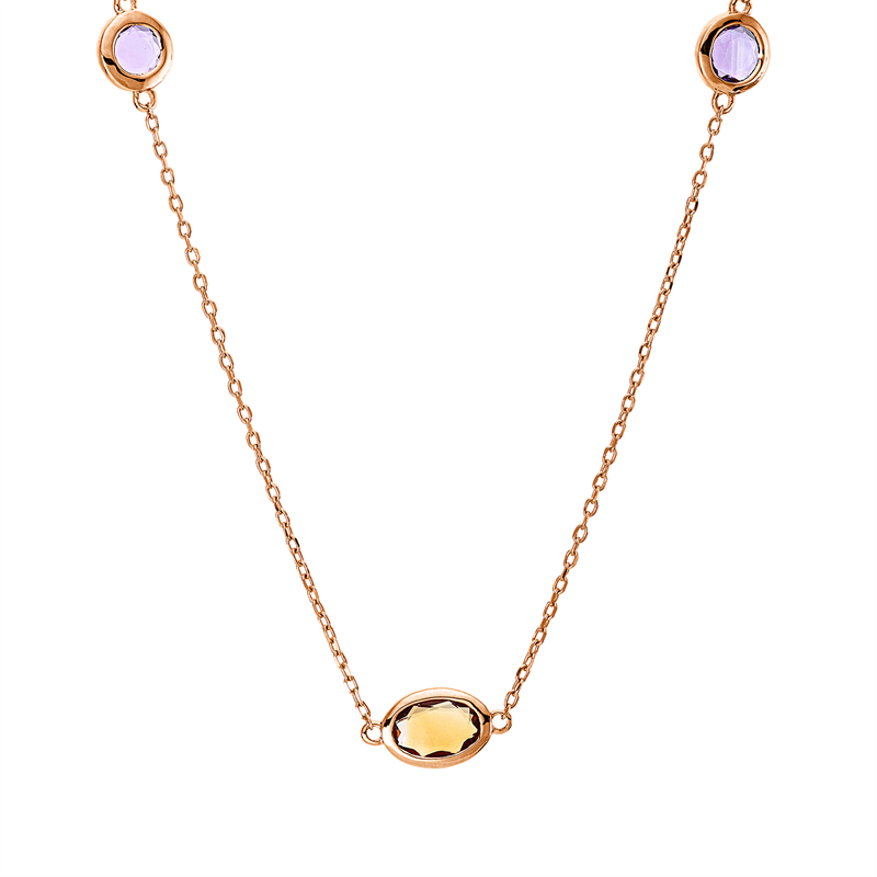 Collier mit Amethyst  aus 750/-18 Karat Rotgold  