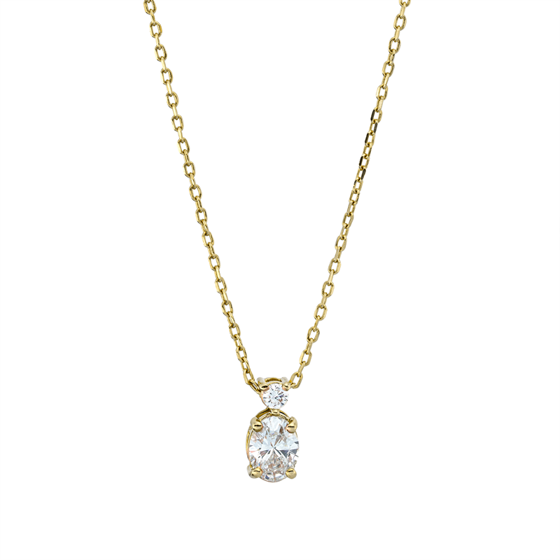 Collier    aus 750/-18 Karat Gelbgold mit 2 Diamanten 0