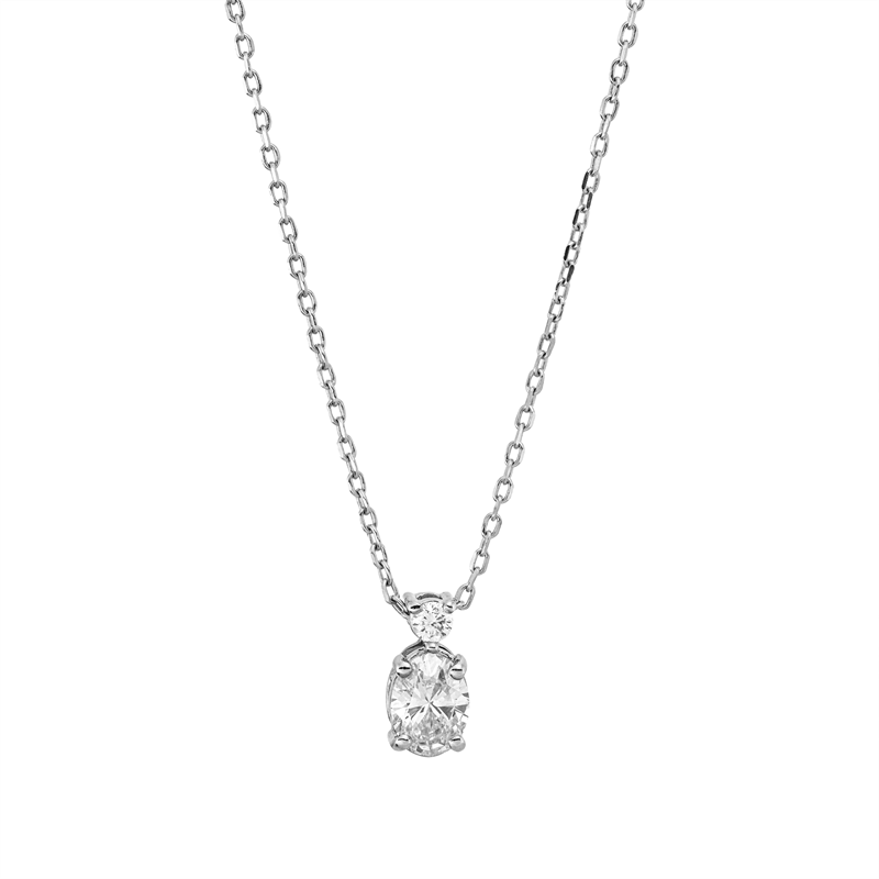 Collier    aus 750/-18 Karat Weißgold mit 2 Diamanten 0