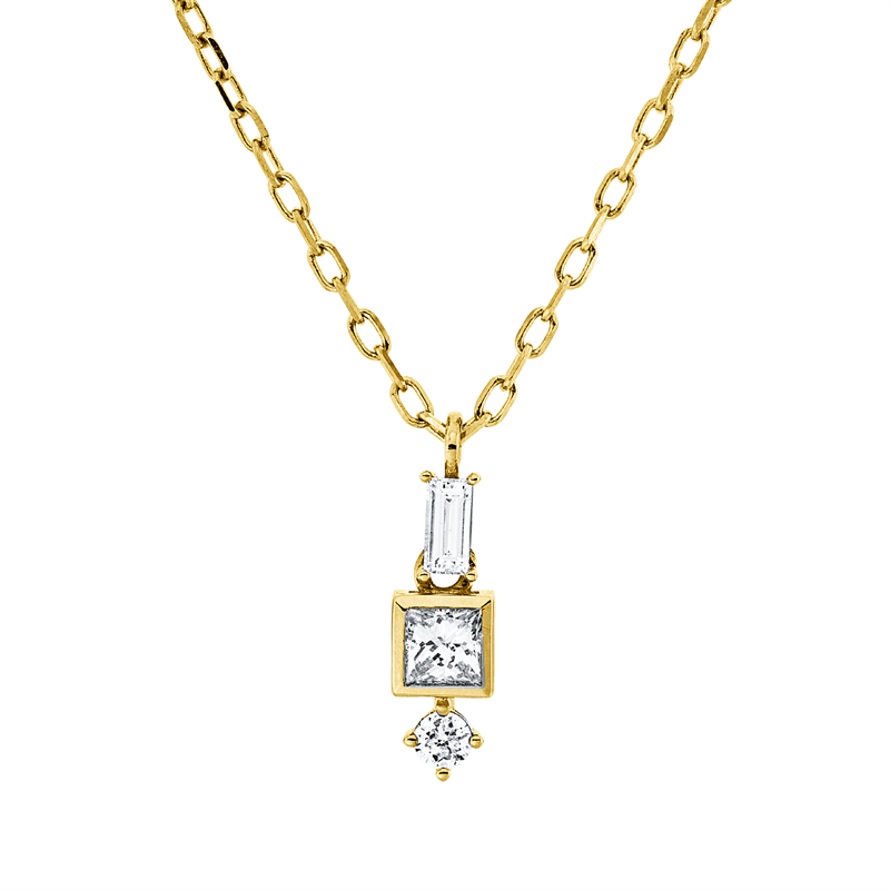 Collier    aus 750/-18 Karat Gelbgold mit 3 Diamanten 0