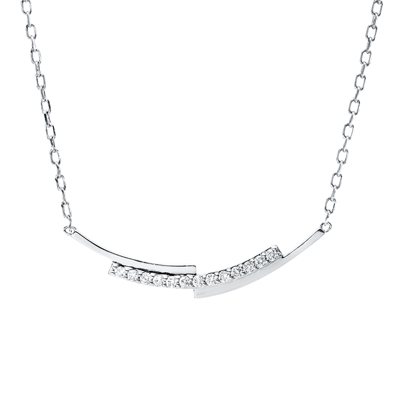 Collier    aus 750/-18 Karat Weißgold mit 13 Diamanten 0