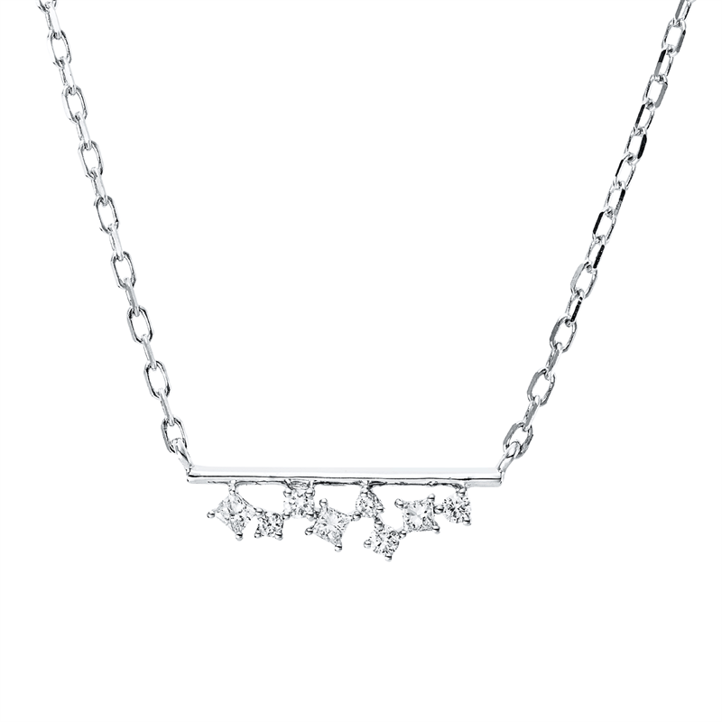 Collier    aus 750/-18 Karat Weißgold mit 8 Diamanten 0