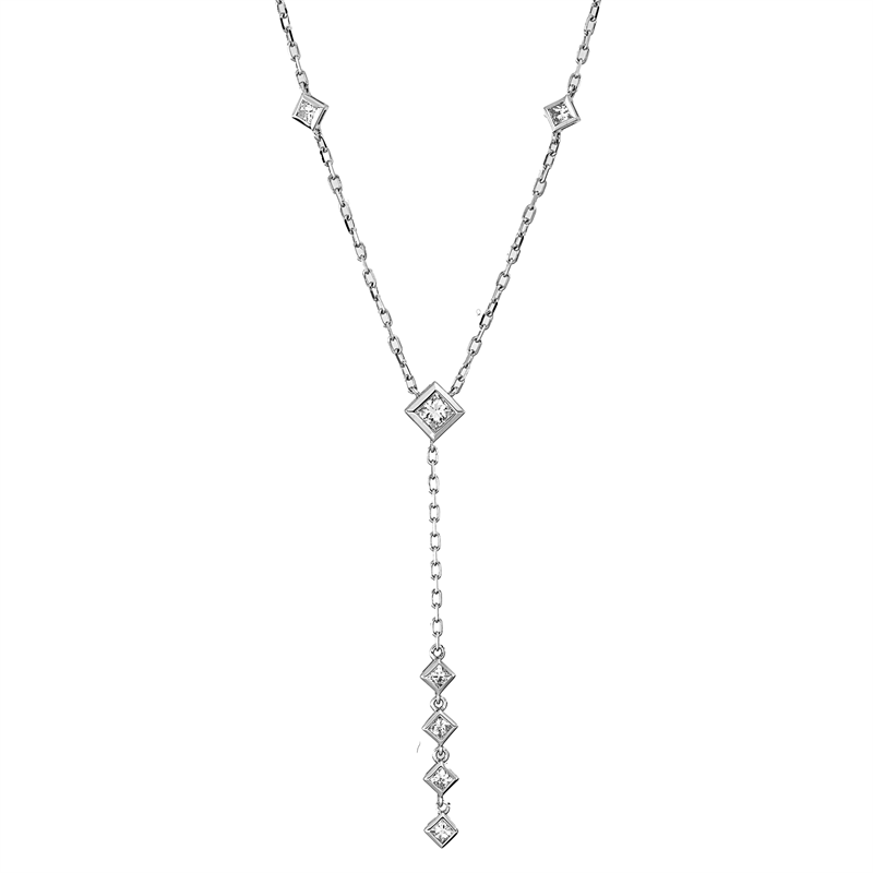 Collier    aus 750/-18 Karat Weißgold mit 9 Diamanten 0