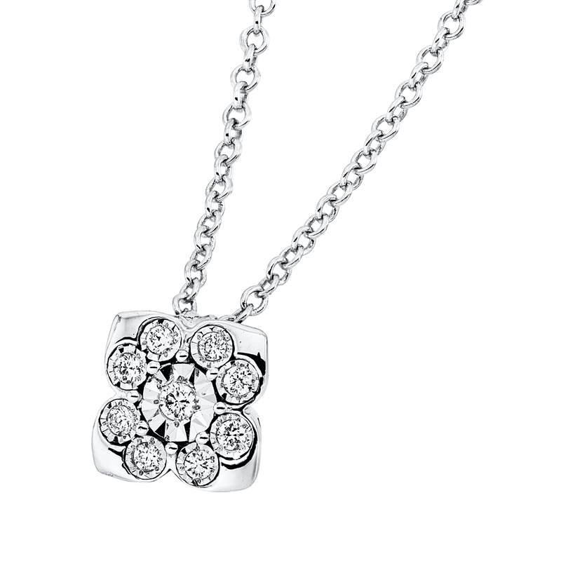 Collier    aus 750/-18 Karat Weißgold mit 9 Diamanten 0