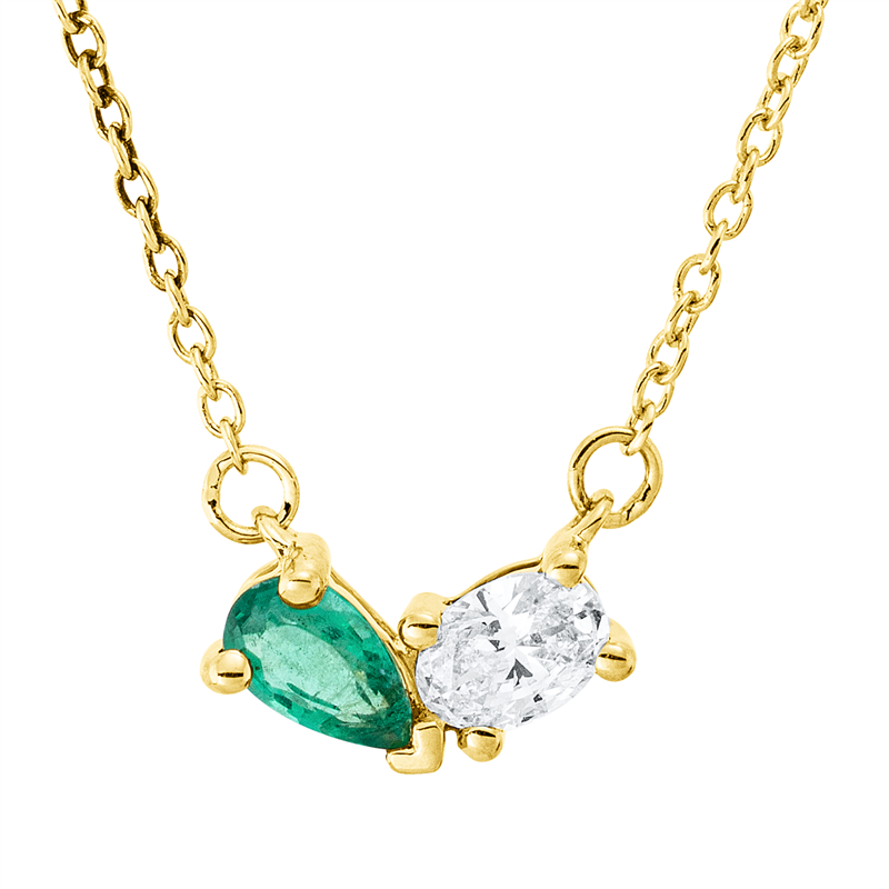 Collier mit Smaragd  aus 750/-18 Karat Gelbgold mit 1 Diamant 0