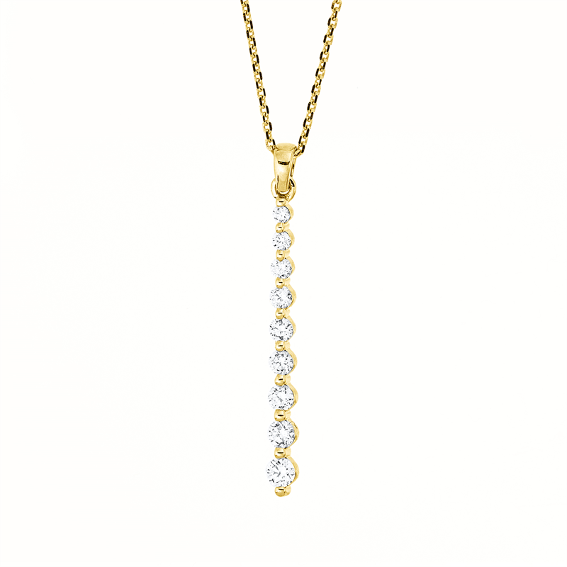 Collier    aus 750/-18 Karat Gelbgold mit 9 Diamanten 0