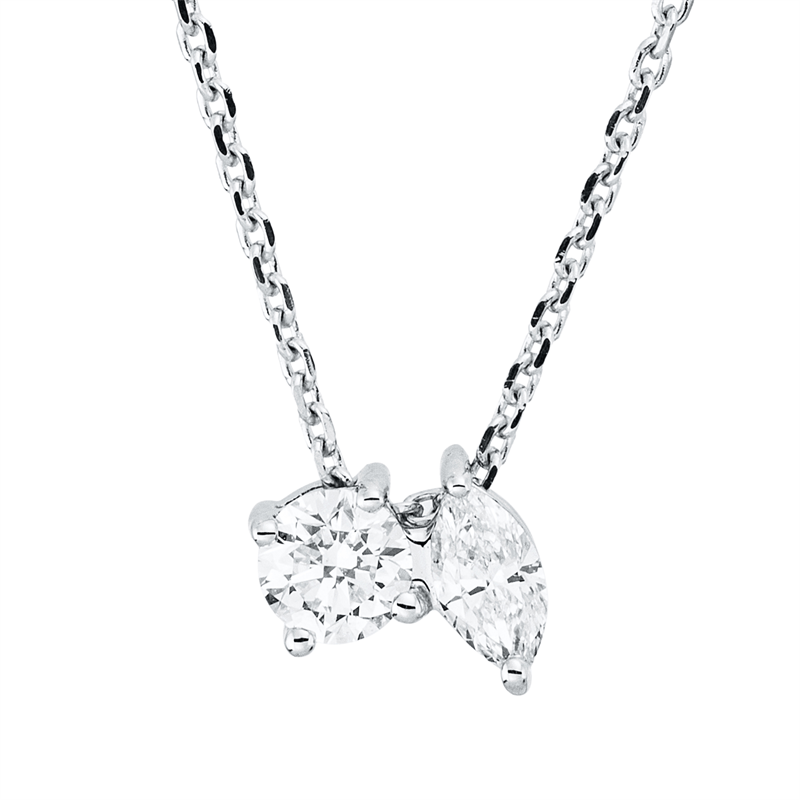 Collier    aus 750/-18 Karat Weißgold mit 2 Diamanten 0