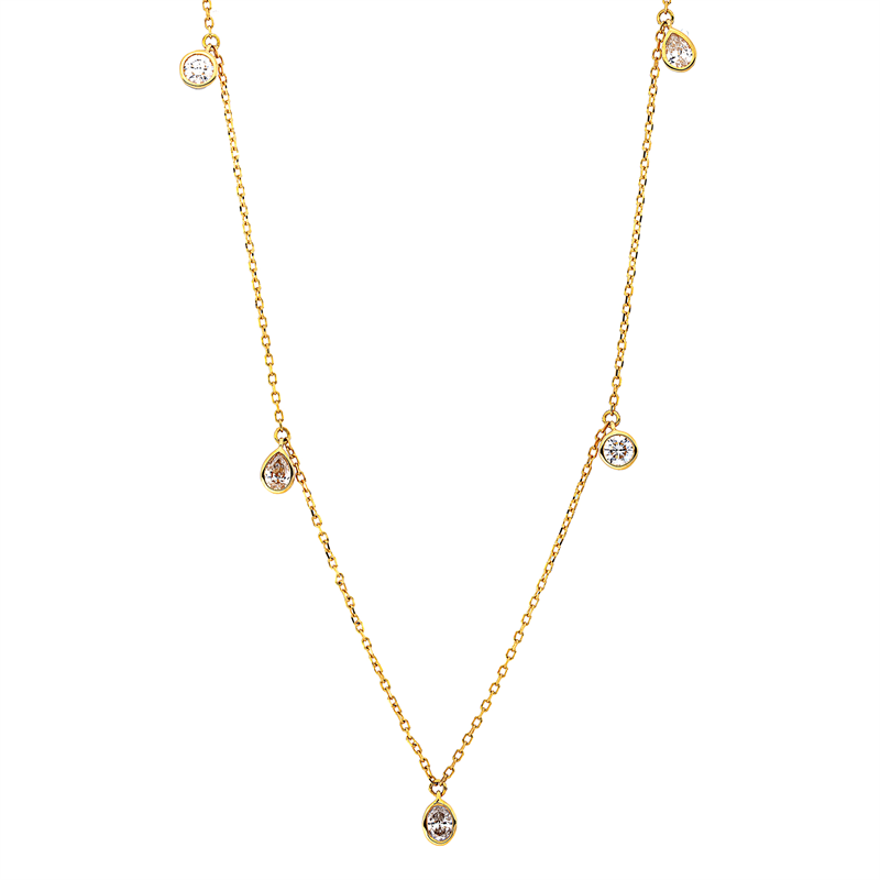Collier    aus 750/-18 Karat Gelbgold mit 5 Diamanten 0