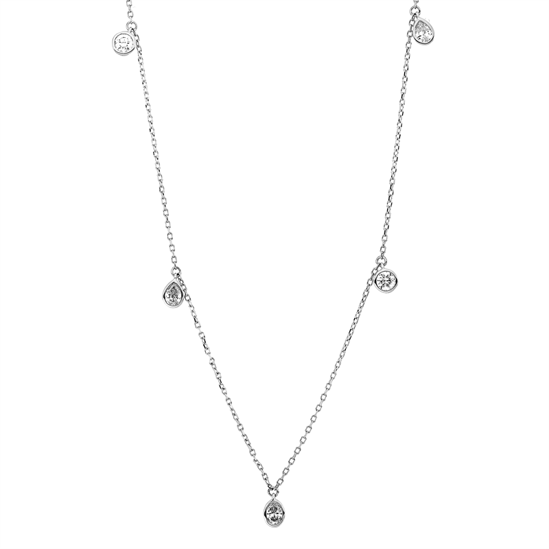 Collier    aus 750/-18 Karat Weißgold mit 5 Diamanten 0