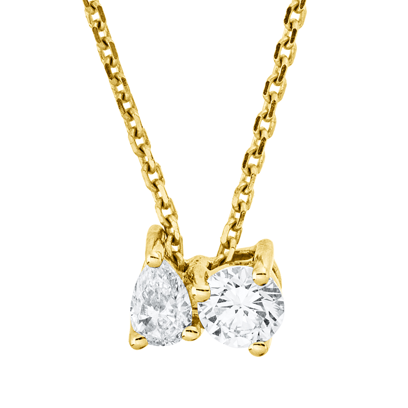 Collier    aus 750/-18 Karat Gelbgold mit 2 Diamanten 0