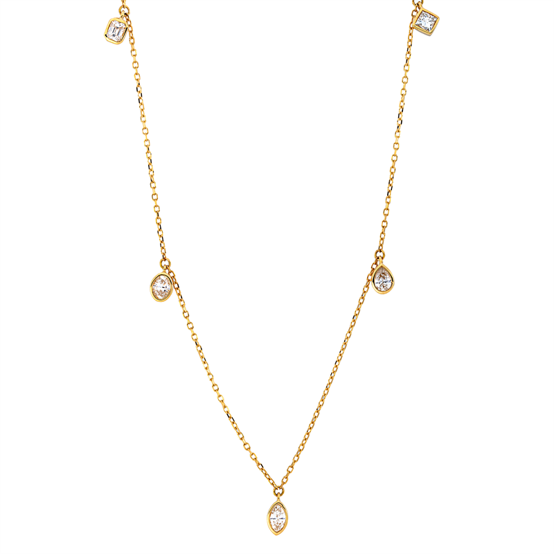 Collier    aus 750/-18 Karat Gelbgold mit 5 Diamanten 0