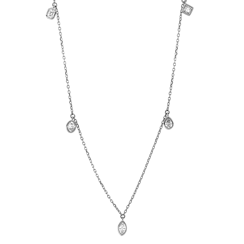 Collier    aus 750/-18 Karat Weißgold mit 5 Diamanten 0