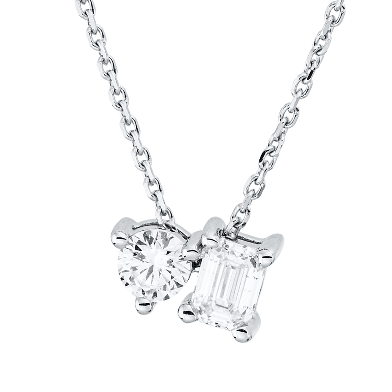 Collier    aus 750/-18 Karat Weißgold mit 2 Diamanten 0