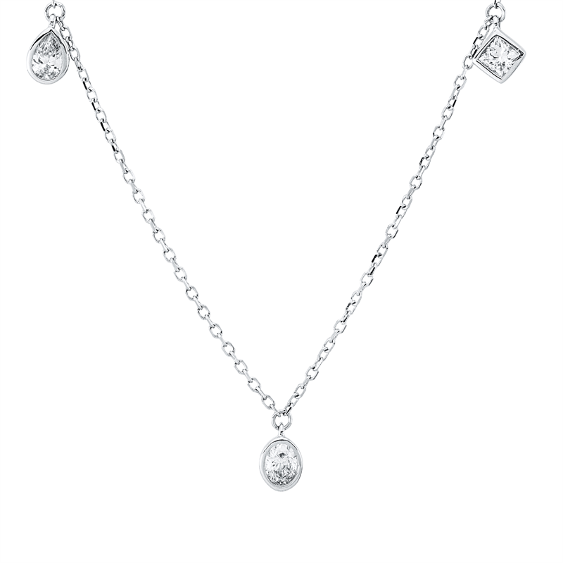 Collier    aus 750/-18 Karat Weißgold mit 10 Diamanten 1 ct