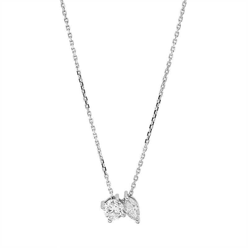 Collier    aus 750/-18 Karat Weißgold mit 2 Diamanten 0