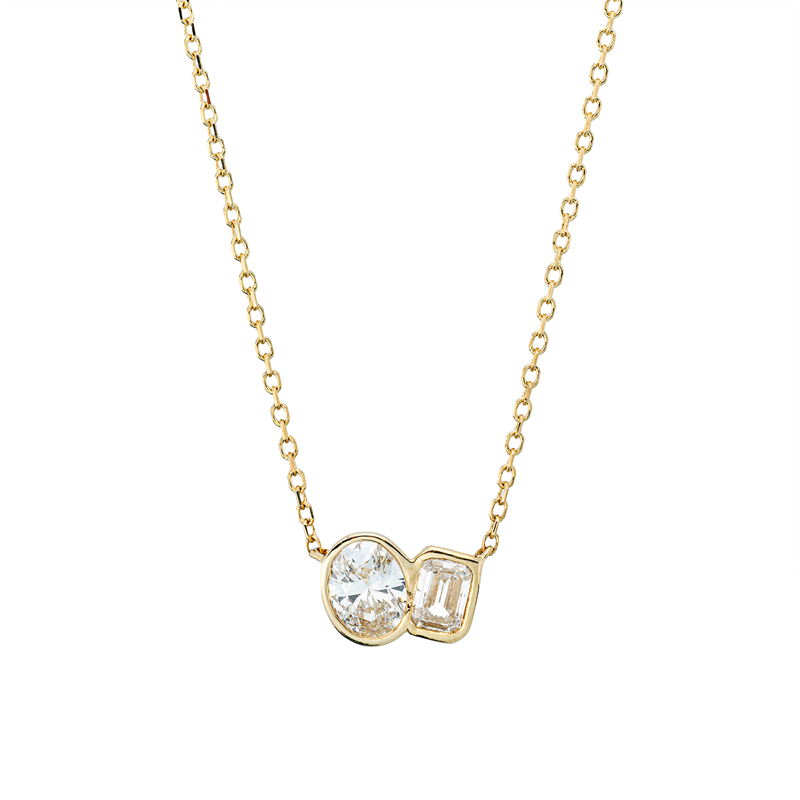 Collier    aus 750/-18 Karat Gelbgold mit 2 Diamanten 0