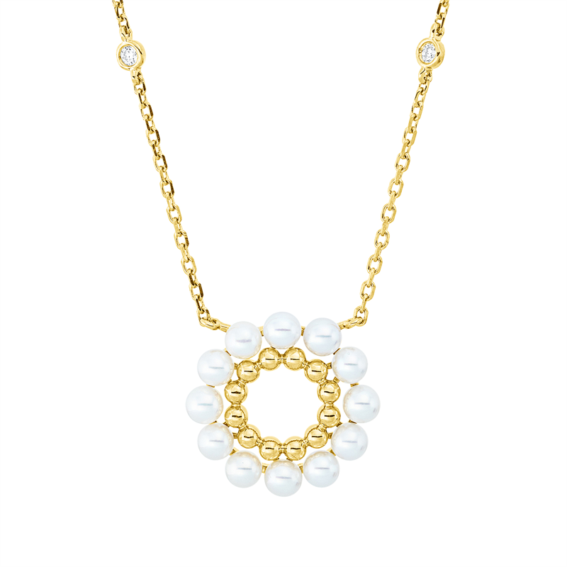 Collier   mit Süßwasserperle aus 750/-18 Karat Gelbgold mit 2 Diamanten 0