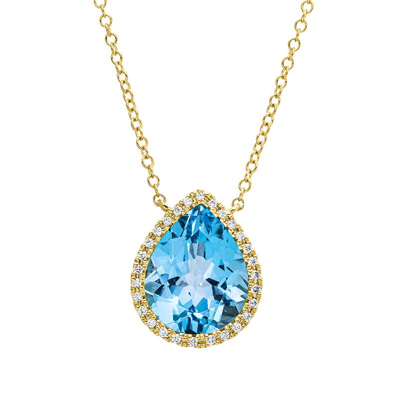 Collier mit Topas  aus 750/-18 Karat Gelbgold mit 28 Diamanten 0