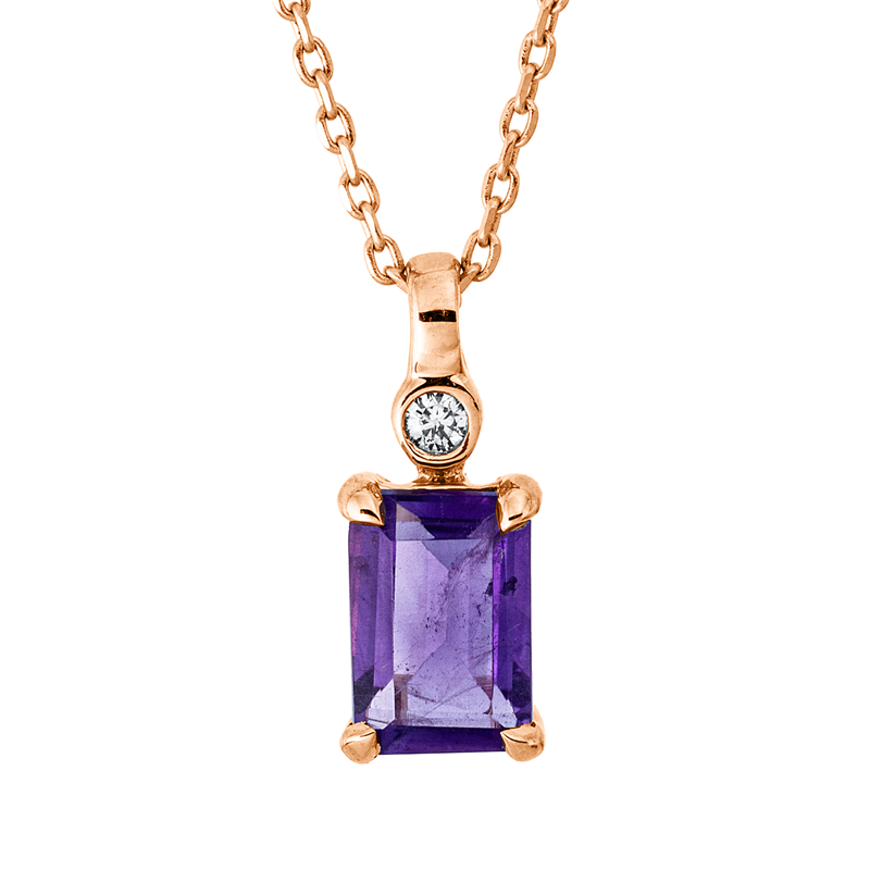Collier mit Amethyst  aus 750/-18 Karat Rotgold  