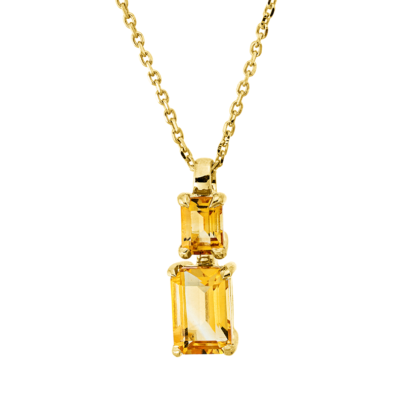 Collier mit Citrin  aus 750/-18 Karat Gelbgold  