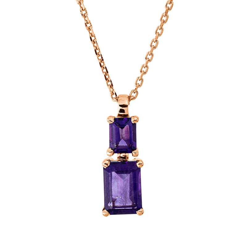 Collier mit Amethyst  aus 750/-18 Karat Rotgold mit 1 Diamant 0