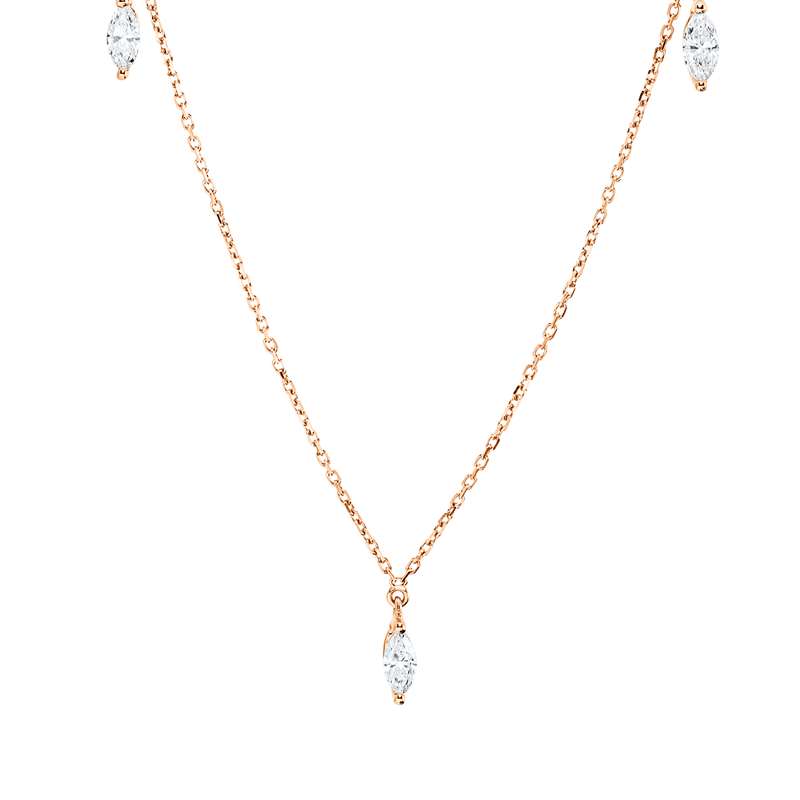 Collier    aus 750/-18 Karat Rotgold mit 5 Diamanten 0