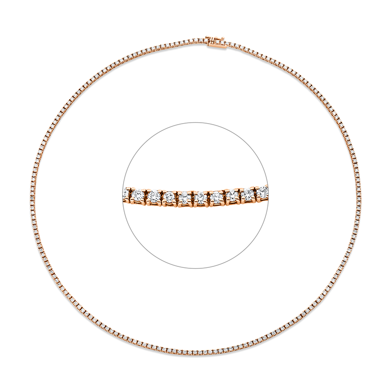 Collier    aus 750/-18 Karat Rotgold mit 203 Diamanten 3 ct
