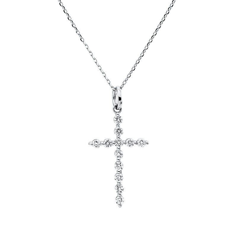 Collier    aus 750/-18 Karat Weißgold mit 12 Diamanten 0