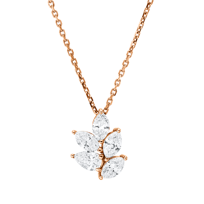 Collier    aus 750/-18 Karat Rotgold mit 5 Diamanten 0