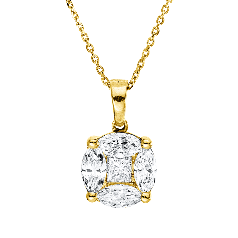 Collier    aus 750/-18 Karat Gelbgold mit 5 Diamanten 0