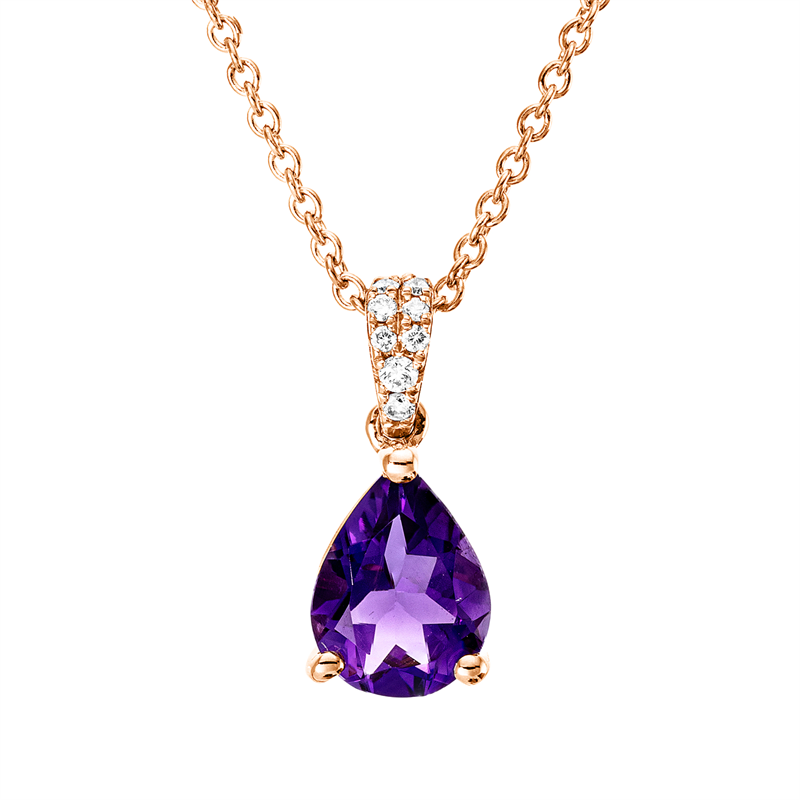 Collier mit Amethyst  aus 750/-18 Karat Rotgold mit 8 Diamanten 0