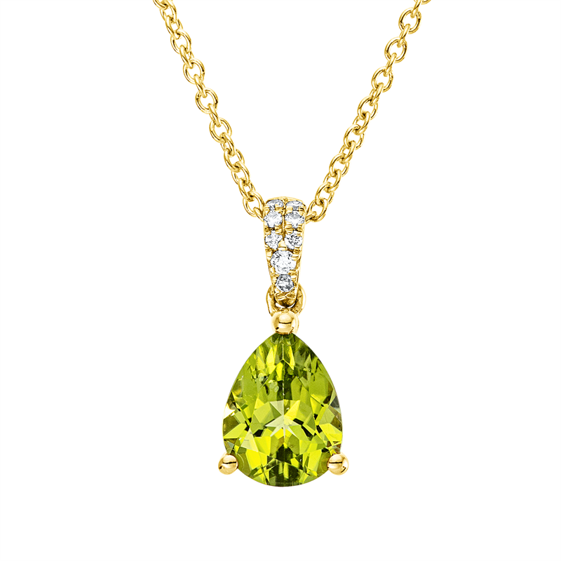 Collier mit Peridot  aus 750/-18 Karat Gelbgold mit 8 Diamanten 0
