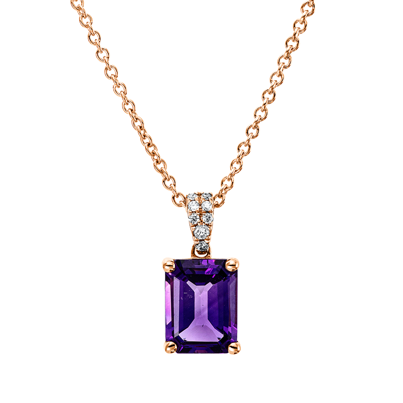 Collier mit Amethyst  aus 750/-18 Karat Rotgold mit 8 Diamanten 0