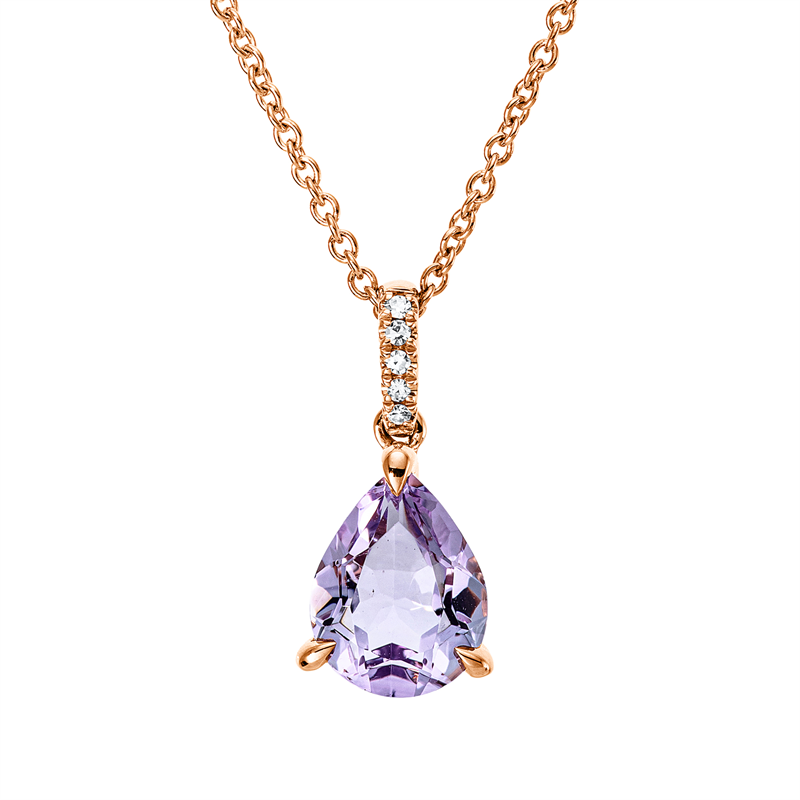Collier mit Amethyst  aus 750/-18 Karat Rotgold mit 5 Diamanten 0