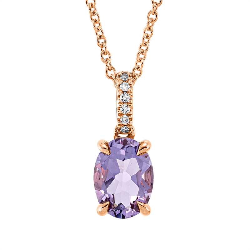 Collier mit Amethyst  aus 750/-18 Karat Rotgold mit 6 Diamanten 0