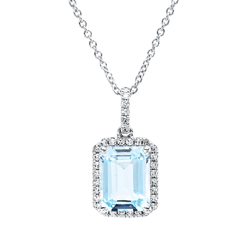 Collier mit Topas  aus 750/-18 Karat Weißgold mit 34 Diamanten 0