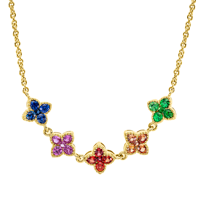 Collier mit Saphir  aus 750/-18 Karat Gelbgold  