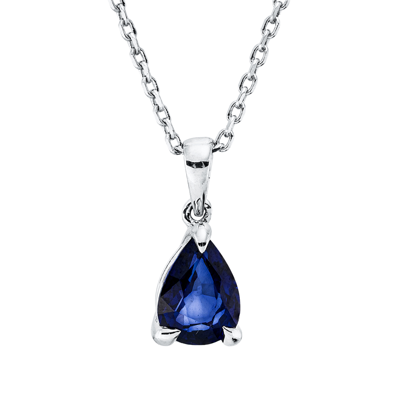 Collier mit Saphir  aus 750/-18 Karat Weißgold  