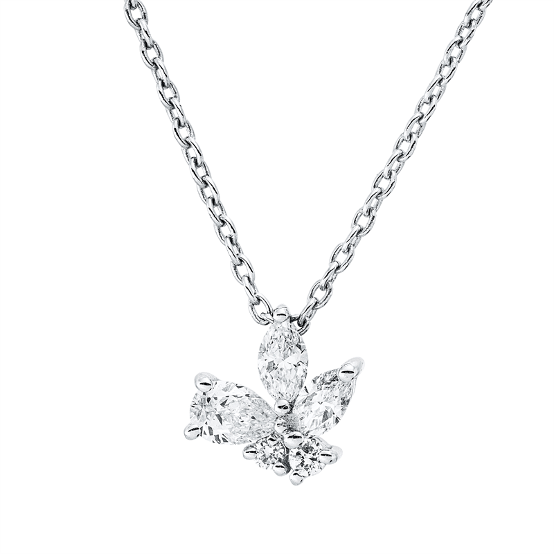 Collier    aus 750/-18 Karat Weißgold mit 5 Diamanten 0