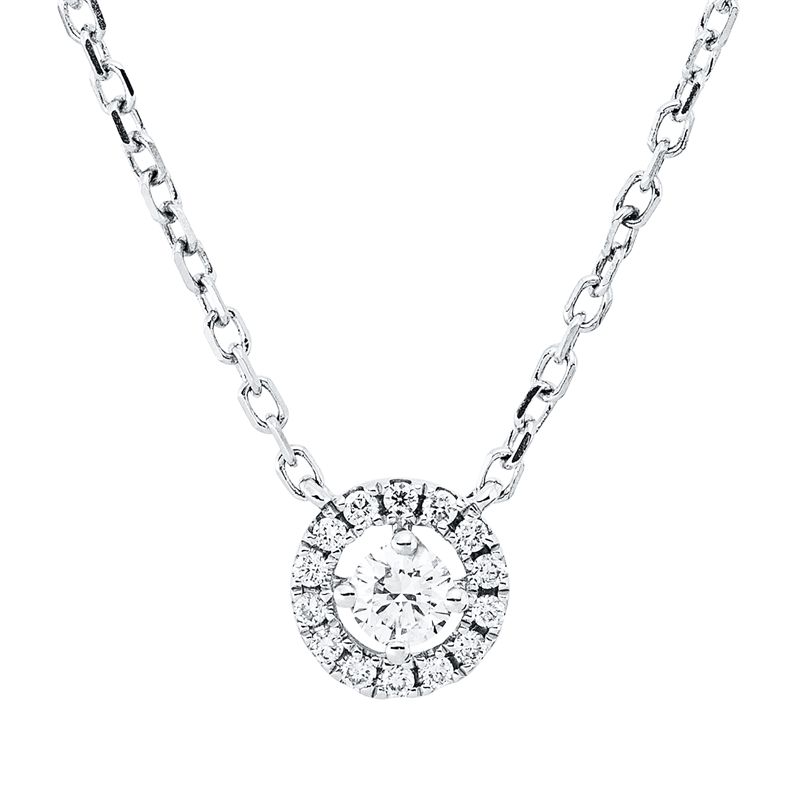 Collier    aus 750/-18 Karat Weißgold mit 15 Diamanten 0