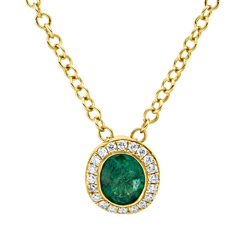 Collier mit Smaragd  aus 750/-18 Karat Gelbgold mit 20 Diamanten 0