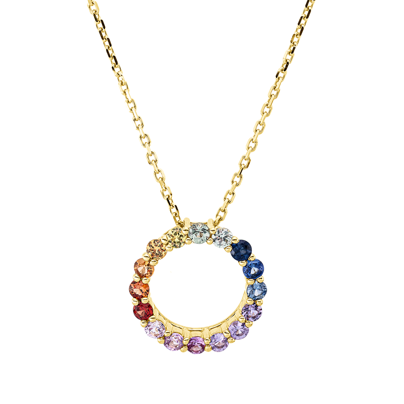 Collier mit Saphir  aus 585/-14 Karat Gelbgold  